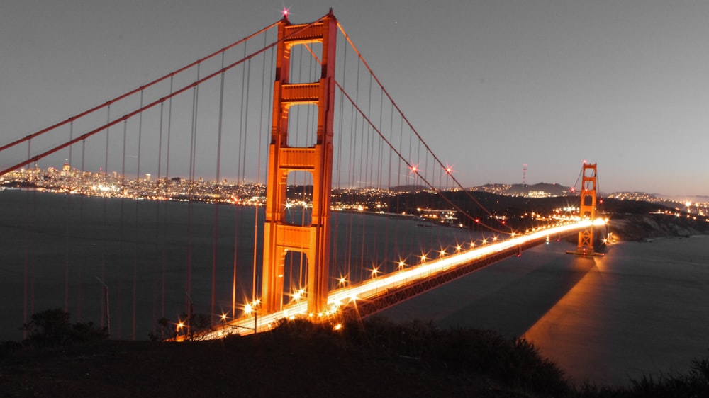 golden gate bridge during night time