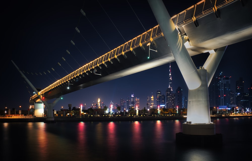 white concrete bridge during night time