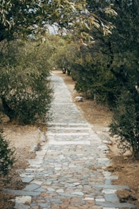 gray stone path construction