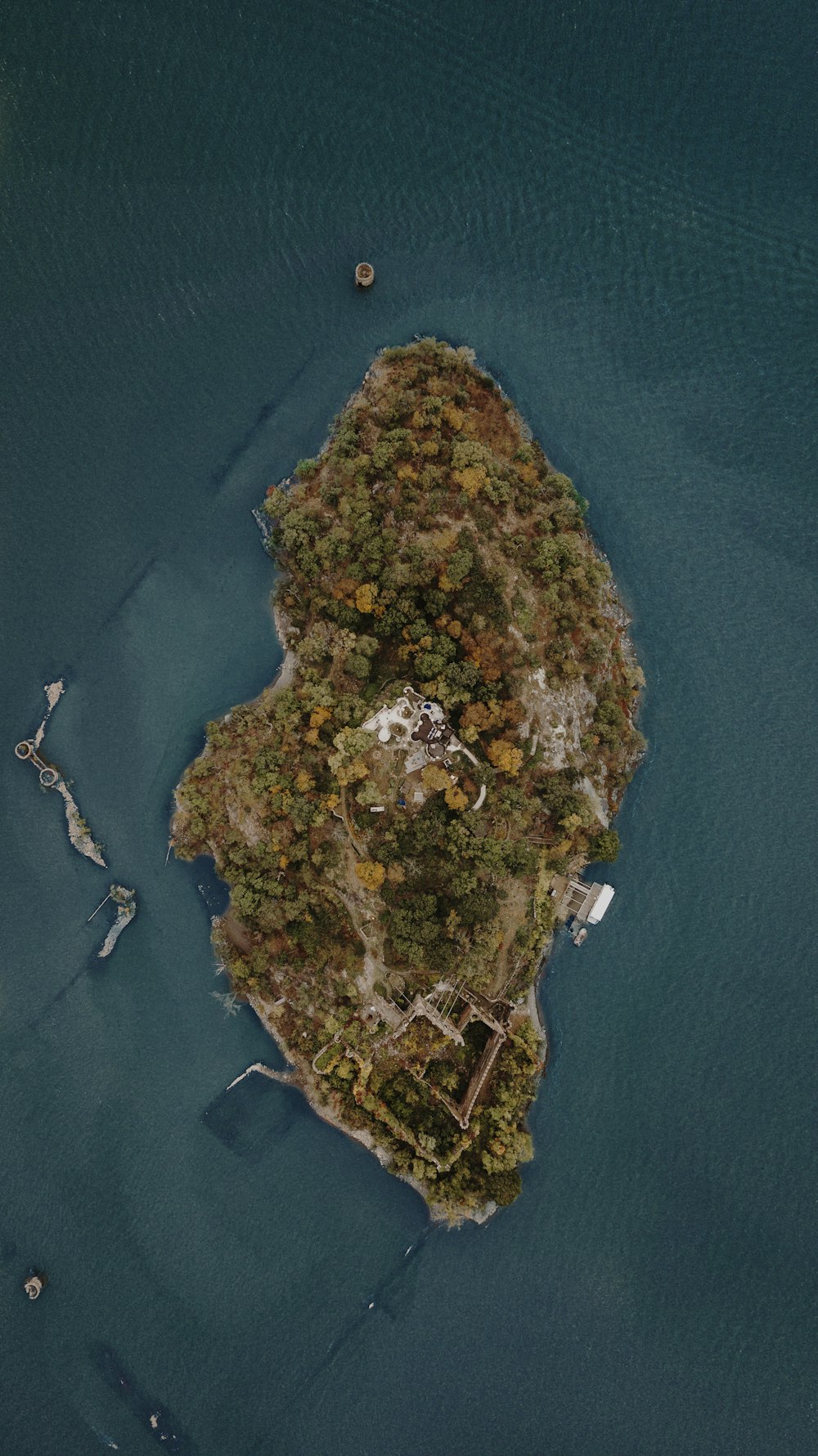 緑と茶色の島の航空写真