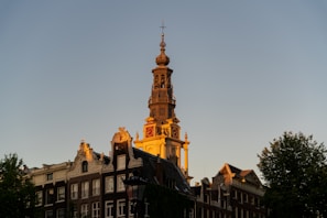 Elegant Italian villa facade bathed in soft golden light at sunset