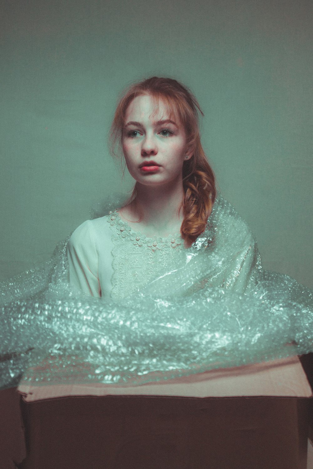 woman in white lace dress