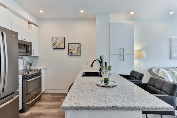 Kitchen island with a stone countertop