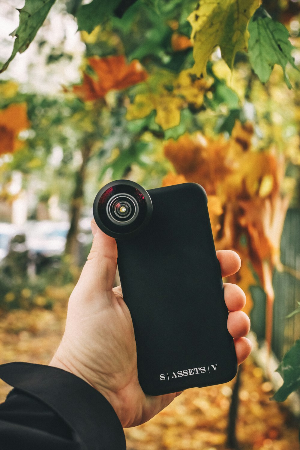 person holding black camera lens