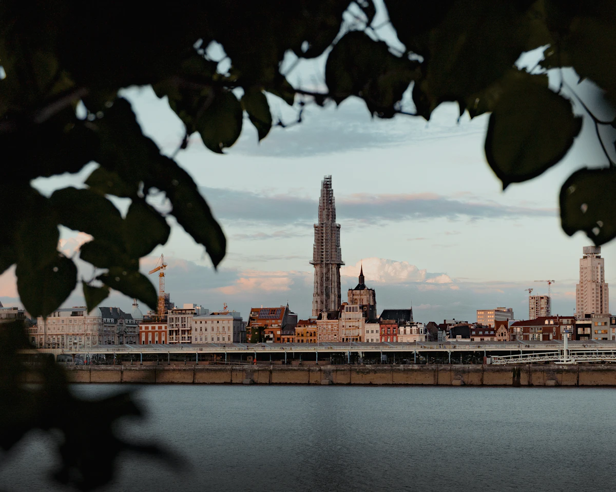 Antwerp city skyline across the water