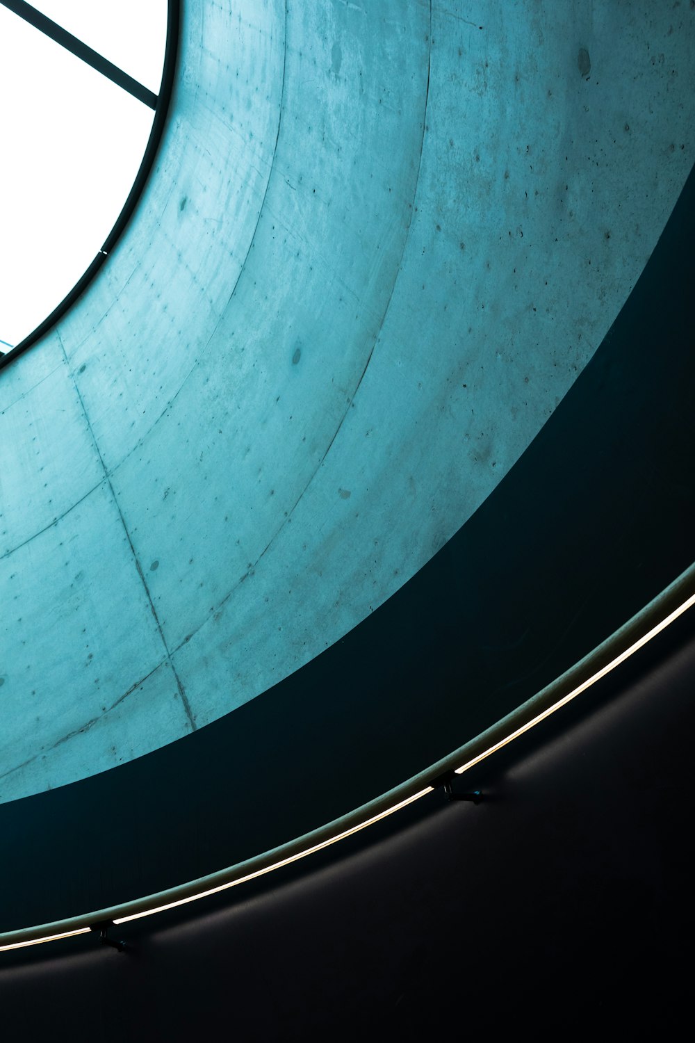 blue and white spiral stairs