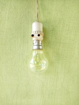 clear glass light bulb on green textile