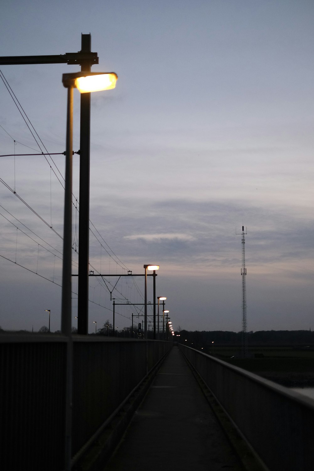 black metal post during night time