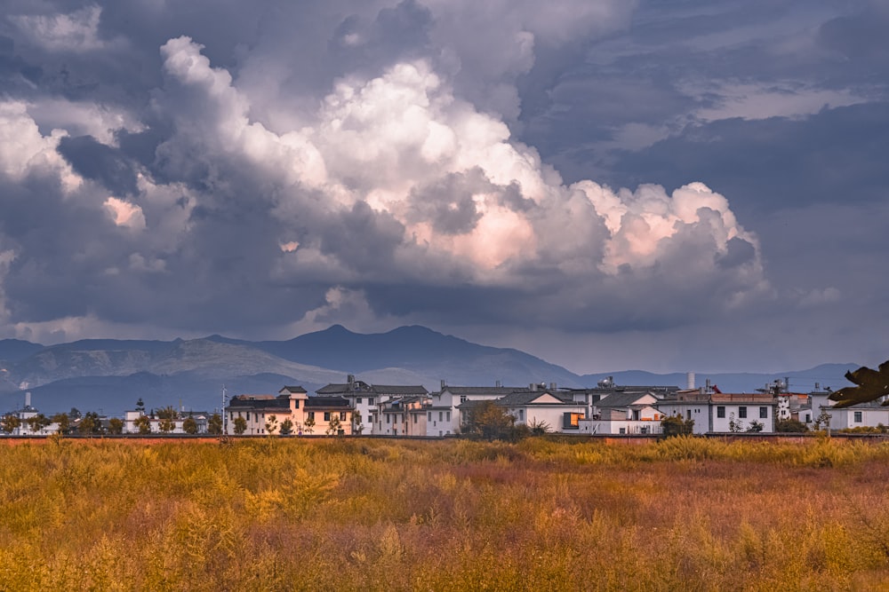 white and gray houses under white clouds and blue sky during daytime