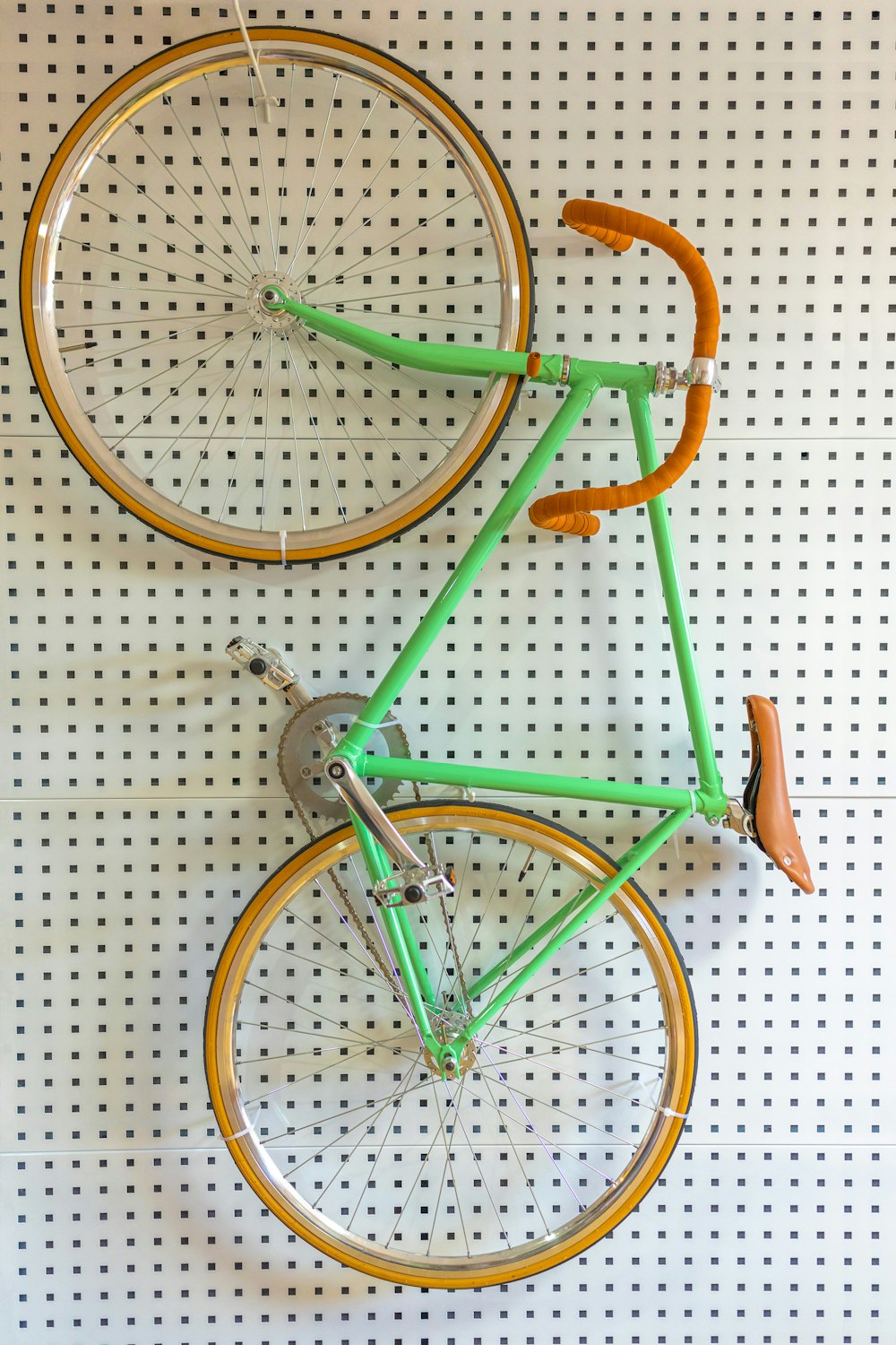 orange and green bicycle wheel