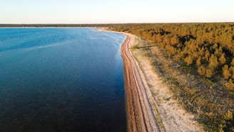 A stunning aerial view of a pristine coastline with clear blue waters.