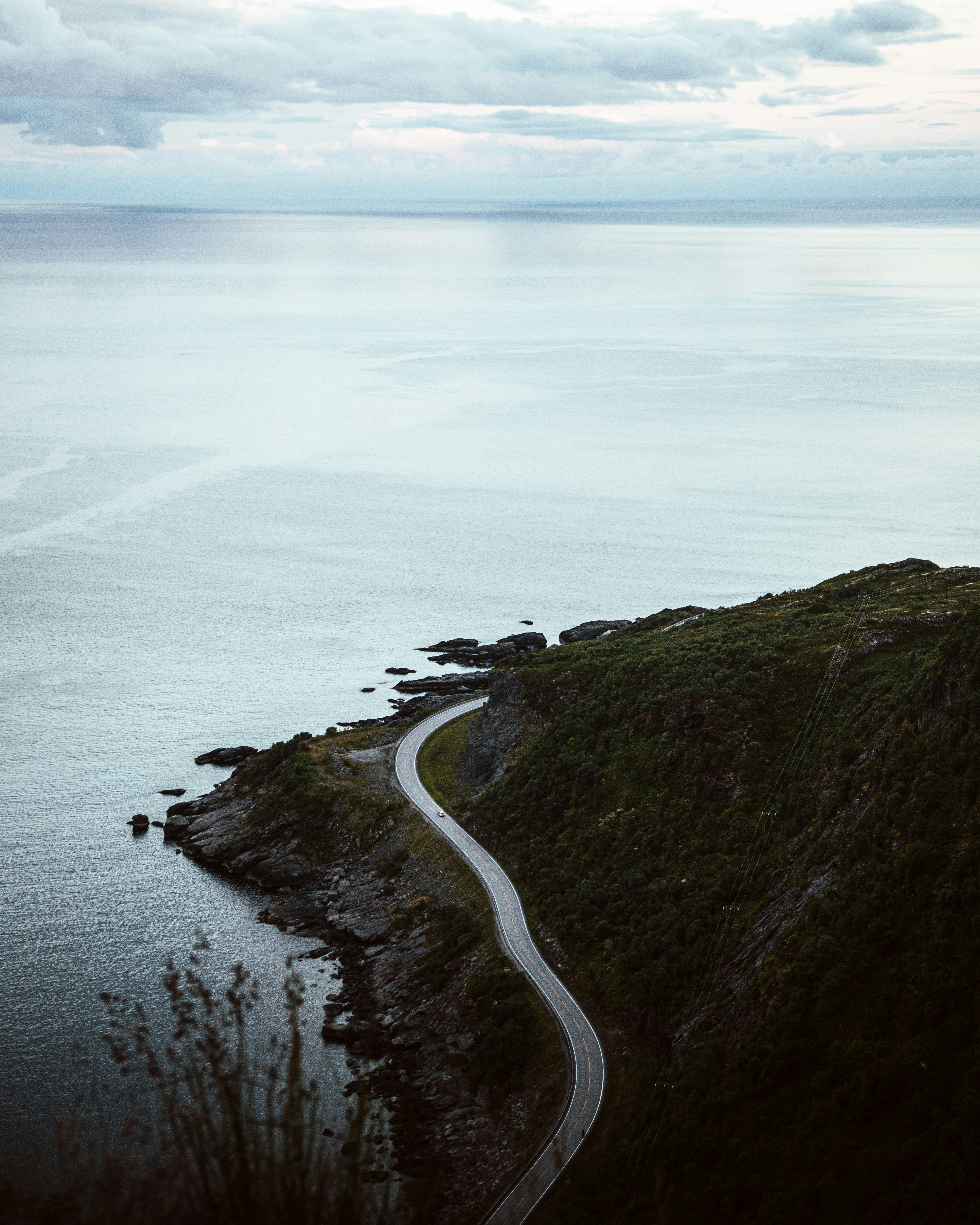 aerial view of road on mountain