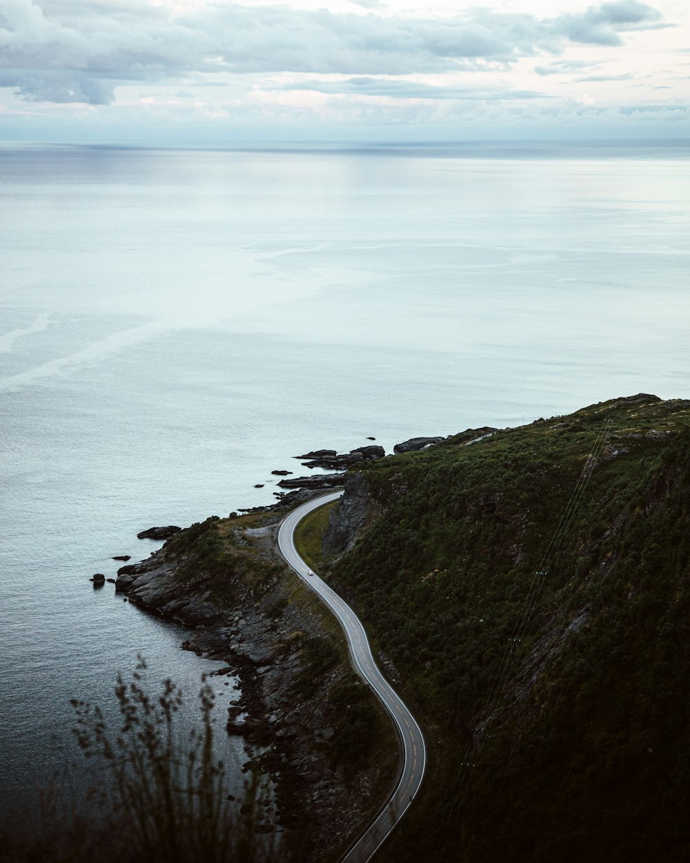 aerial view of road on mountain