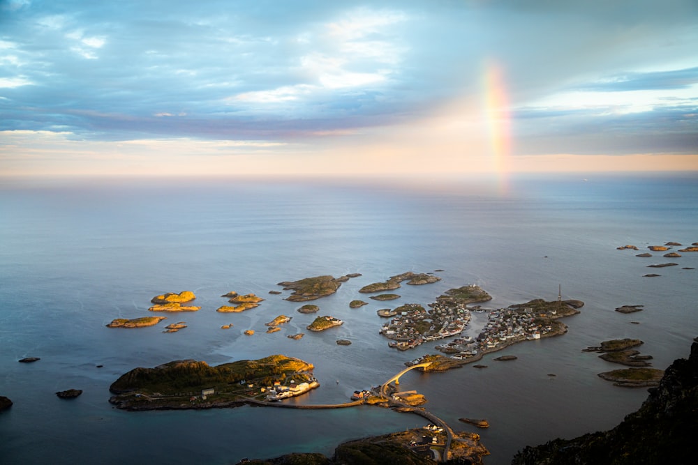 aerial view of white and brown island during daytime