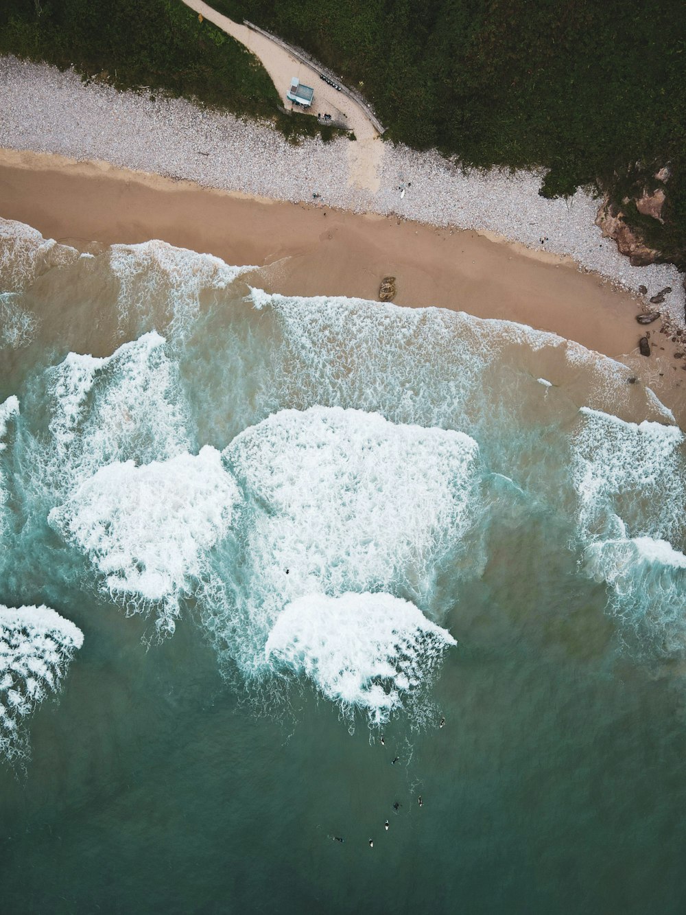 aerial view of ocean waves