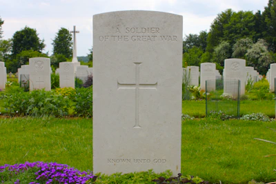 gray tomb stone on green grass field during daytime
