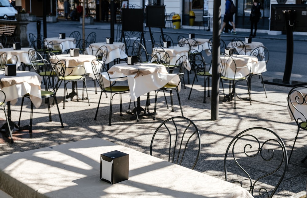 black metal table and chairs set