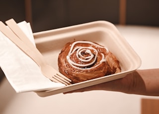 brown pastry on white ceramic tray