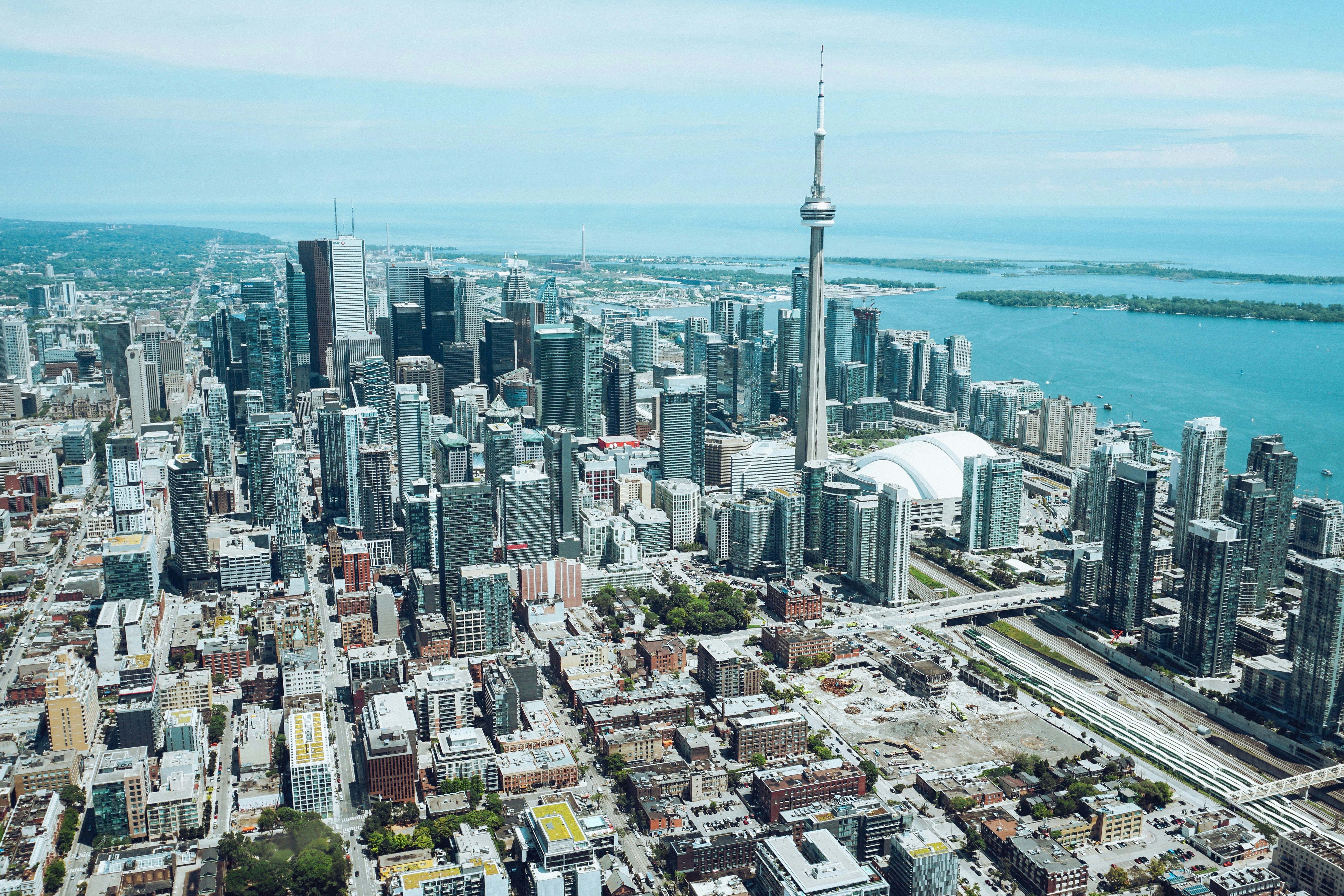 Aerial view of Toronto skyline showing modern city architecture