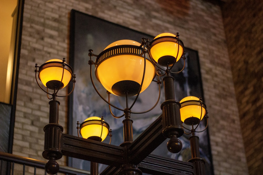 black and yellow pendant lamps