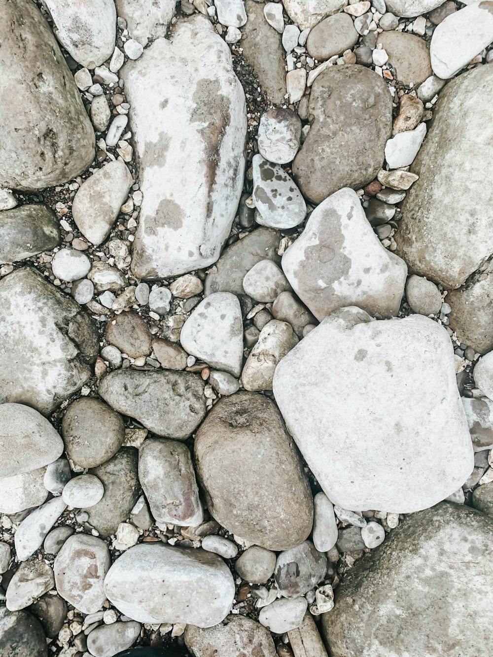 Fragmentos de piedra blanca y marrón