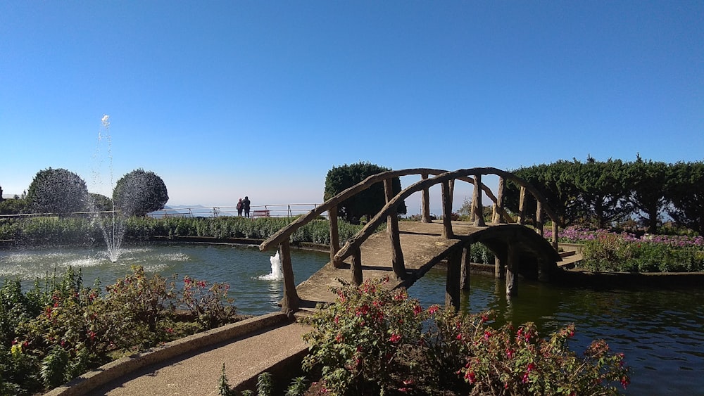 brown wooden bridge over river during daytime