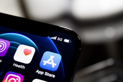 black iphone displaying app store