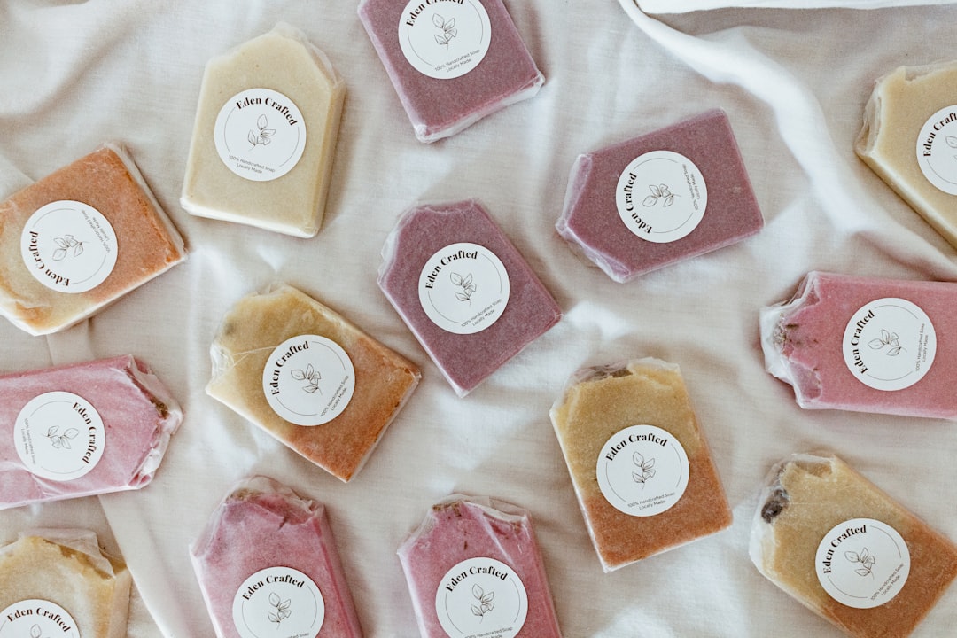 eight assorted color round plastic lid, Handcrafted Organic Soap Product Shots