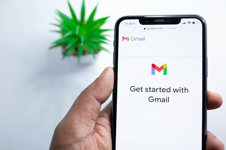 A Gmail logo with text Get started with Gmail