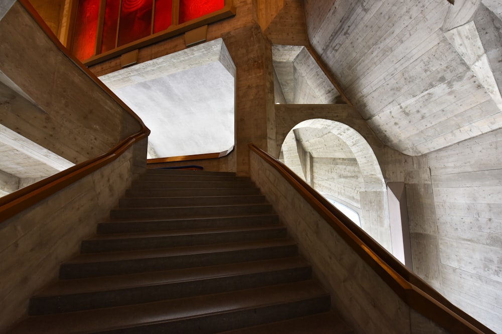 brown wooden staircase under blue sky during daytime