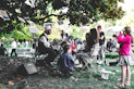 people sitting on chairs under tree during daytime