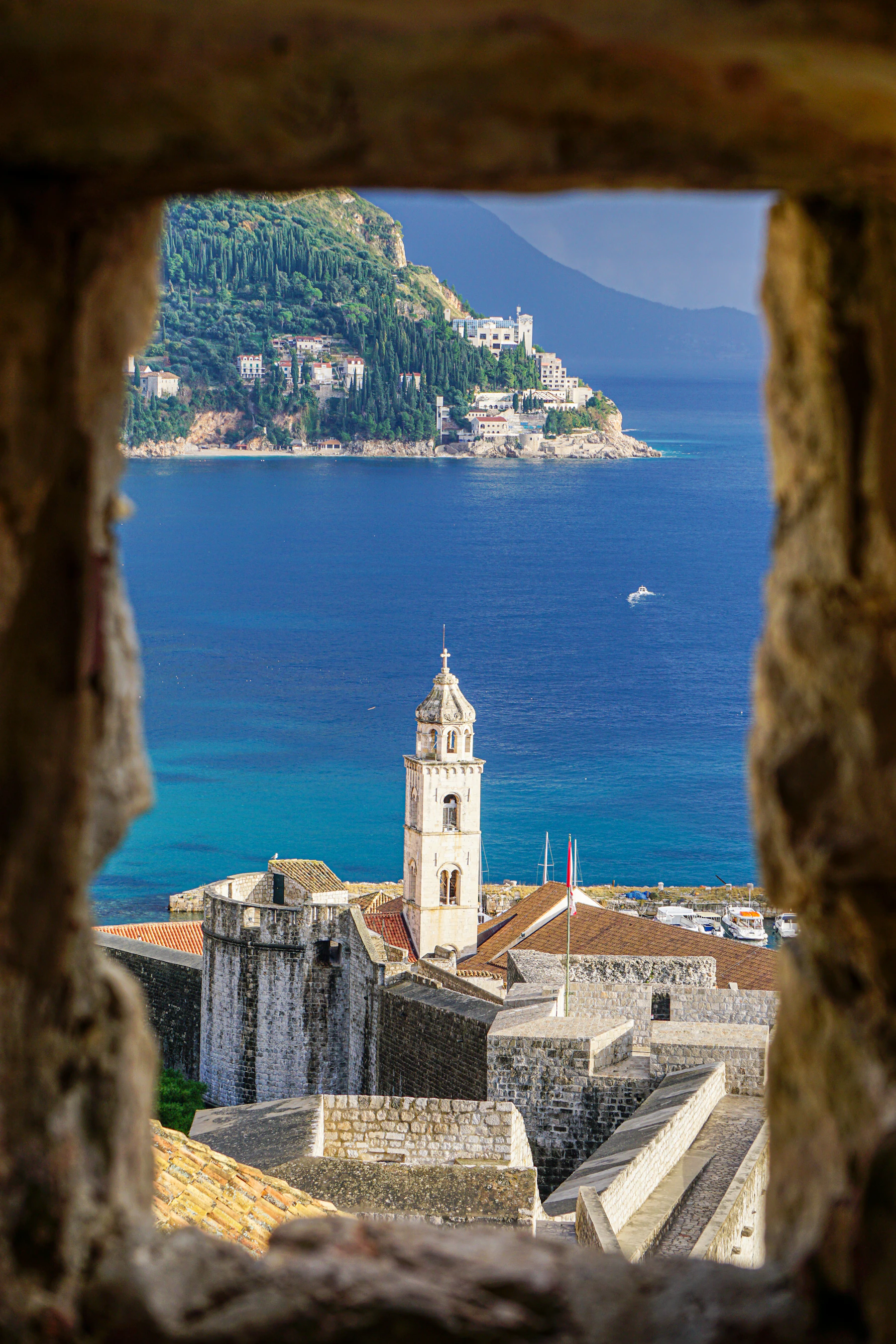 Waterfront buildings on the Dubrovnik riviera