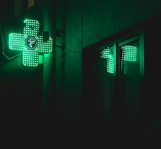 white and green light fixture