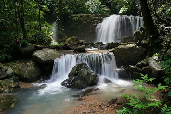 Waterfalls in the middle of forest during daytime — Kota Kinabalu, Malaysia