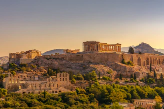 acropolis of athens at golden hour