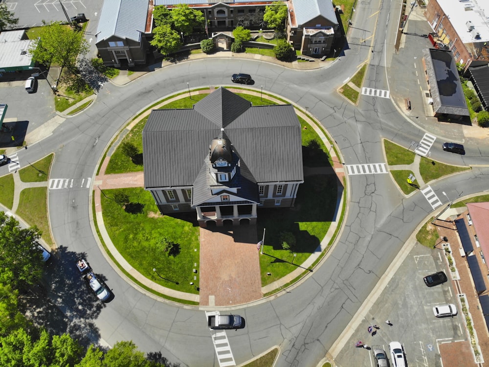 aerial view of green grass field