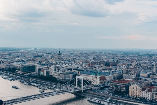 aerial view of city buildings during daytime in Erzsébet Bridge Hungary