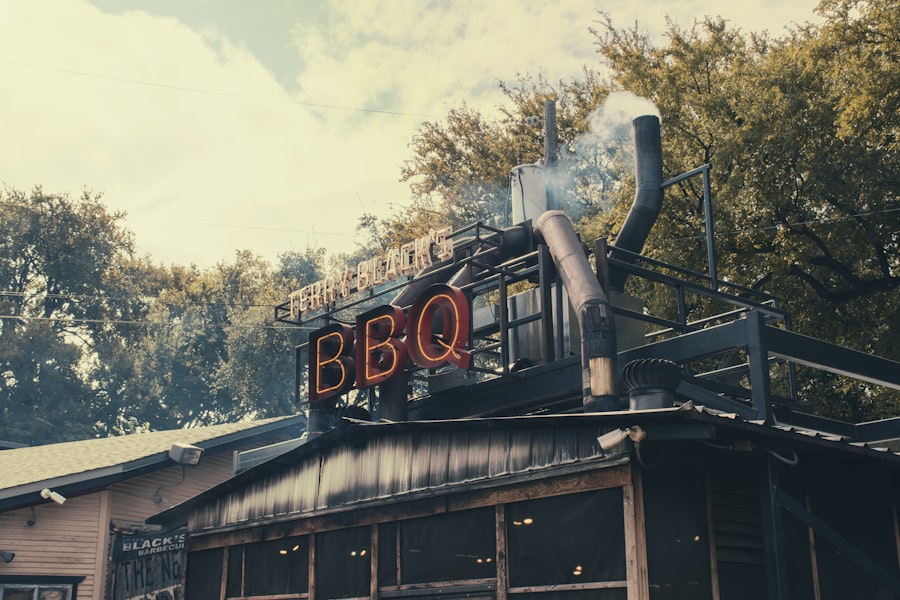 People lined up at an Austin barbecue food truck