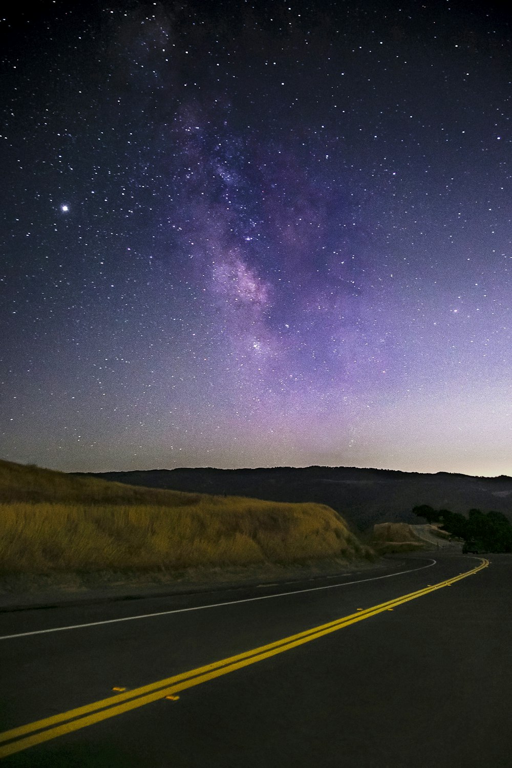 Campo de hierba verde cerca del cuerpo de agua durante la noche