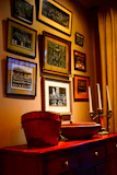 Elegant photo frames arranged on a cozy shelf with soft natural light highlighting their details