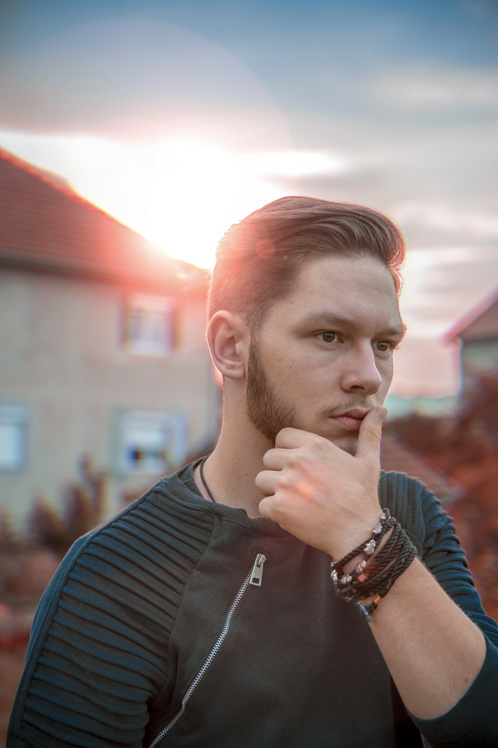 man in black crew neck shirt