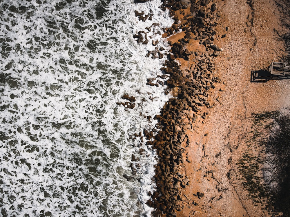 areia marrom perto do corpo de água durante o dia