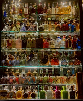 clear glass jars on shelf
