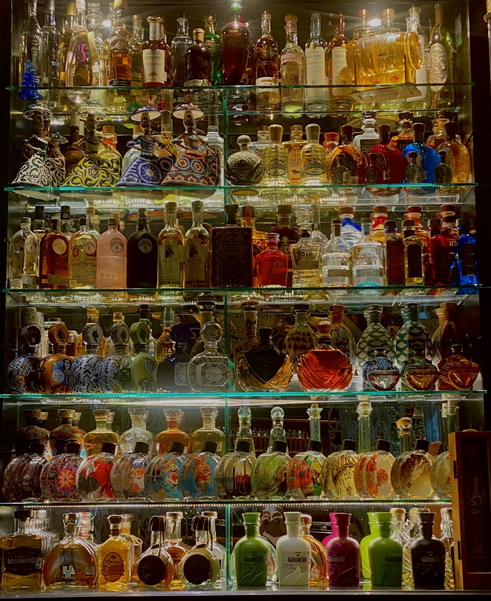 clear glass jars on shelf