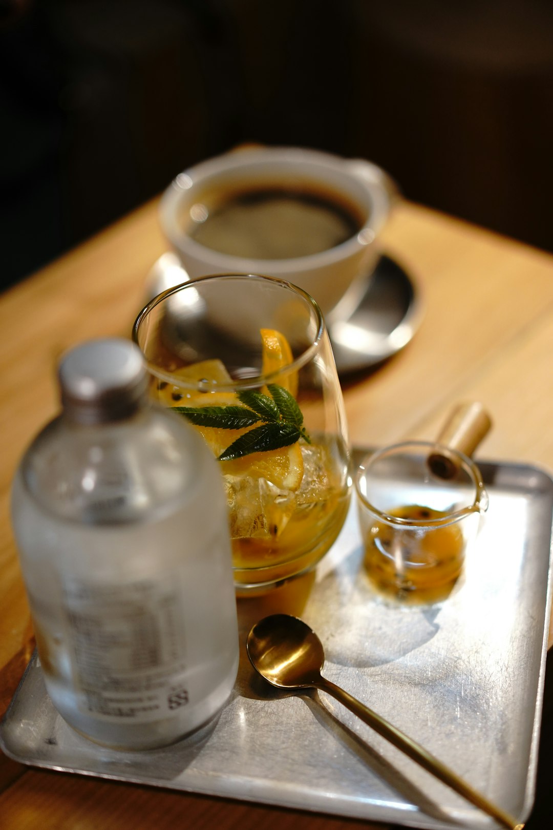 clear drinking glass with water and ice