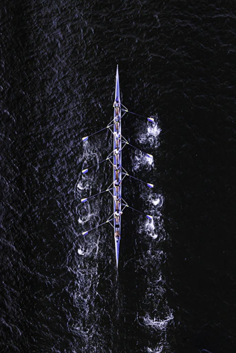 aerial view of white boat on water