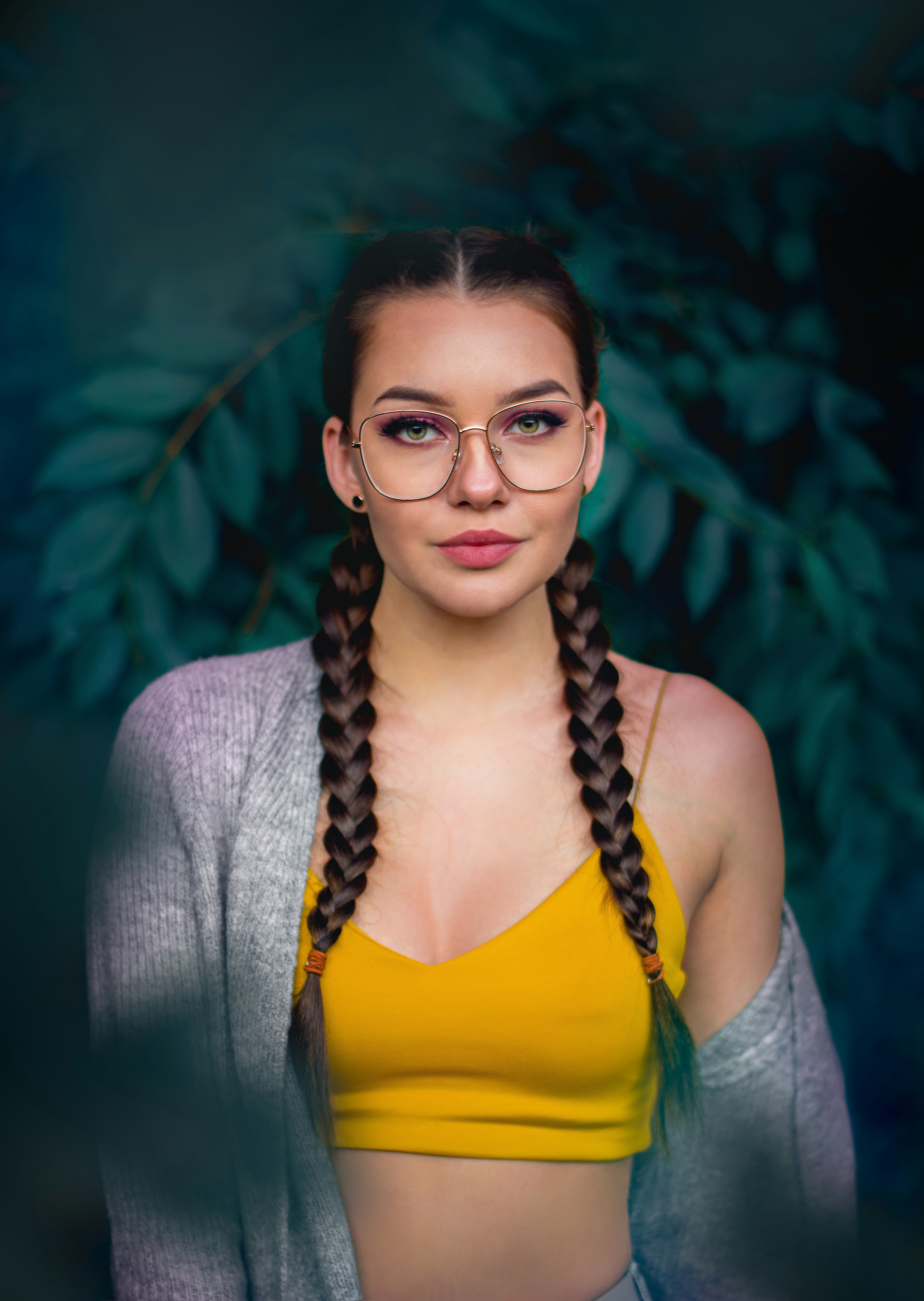 LADY with braided pigtails