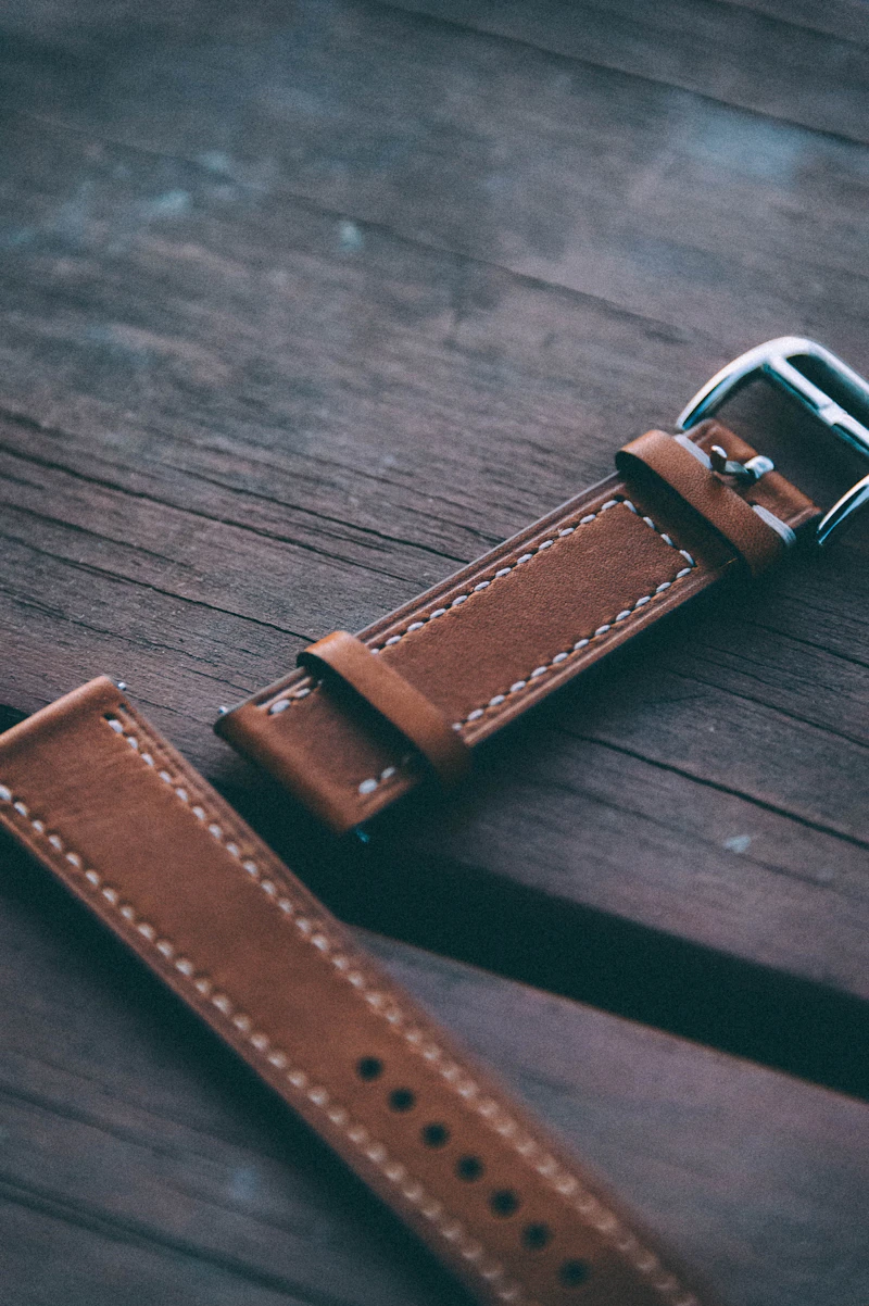 Fine leather watch strap detail