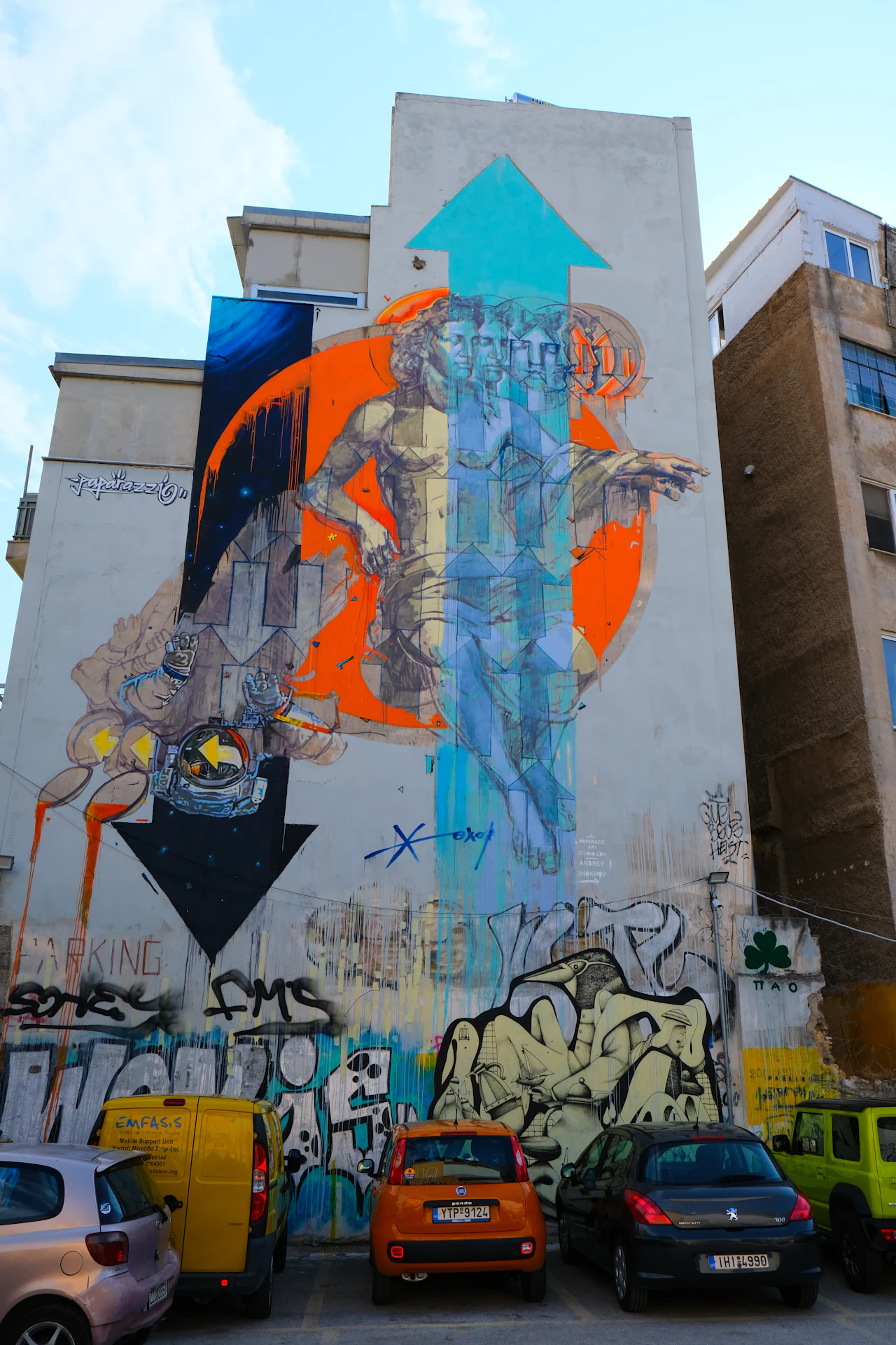 Colourful street art on an Athens building