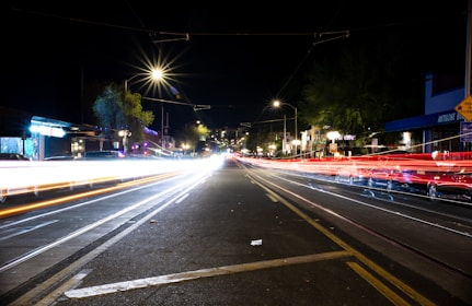 cars on road during night time